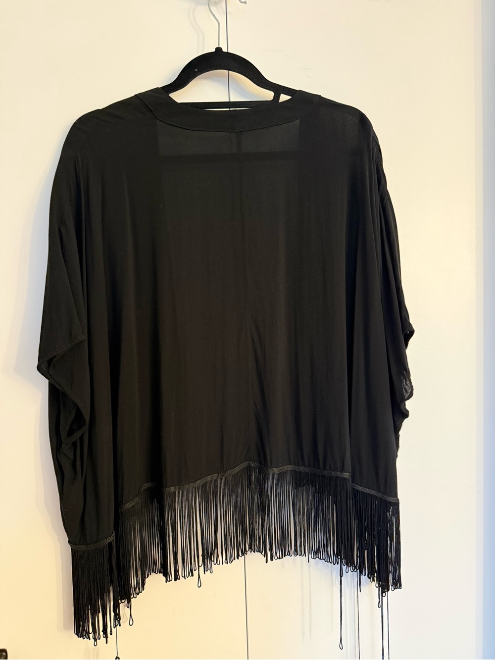 Open-Front Drapey Fringe Poncho: Talula
